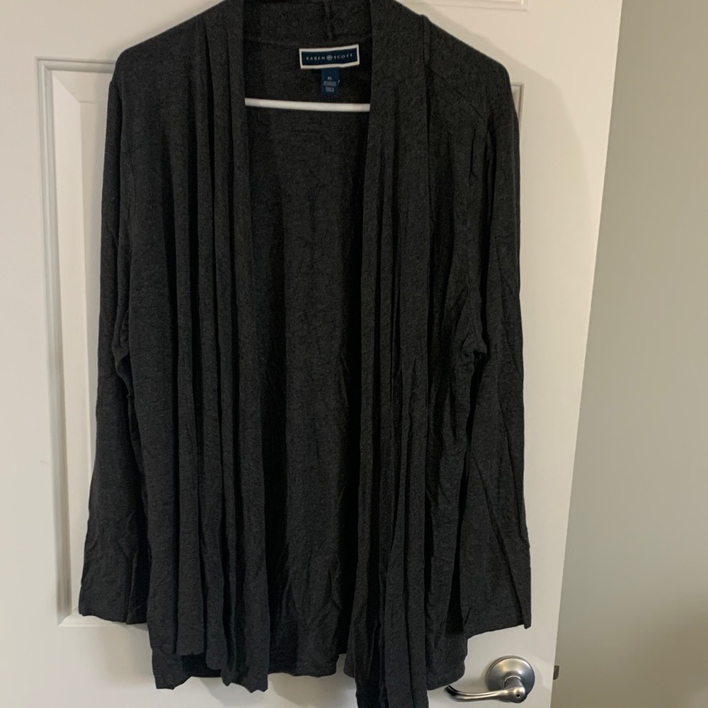 Karen Scott Charcoal Gray Cardigan